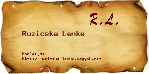 Ruzicska Lenke névjegykártya